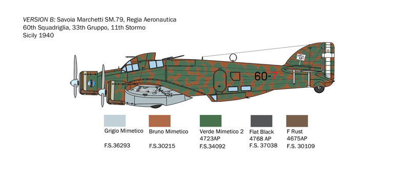 Italeri 1:72 S.79 Sparviero Bomber Version IT1412 - Afbeelding 3
