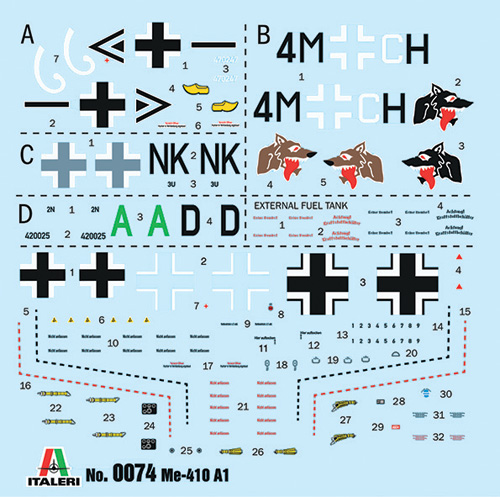 Italeri 1:72 Me 410 A-1 Hornisse IT074 - Afbeelding 5