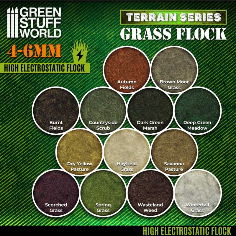Green Stuff Static Grass Flock 4-6mm DARK GREEN MARSH 200ml GSW11159 - Afbeelding 2