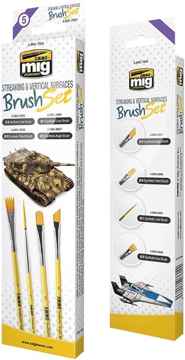 Ammo Mig Streaking & Vertical Surfaces Brush Set MIG7604
