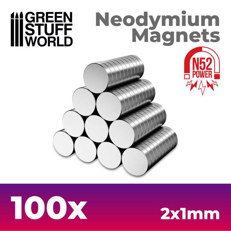 Green Stuff Neodymium Magnets 2x1mm 100 stuks ( N52 ) GSW11600