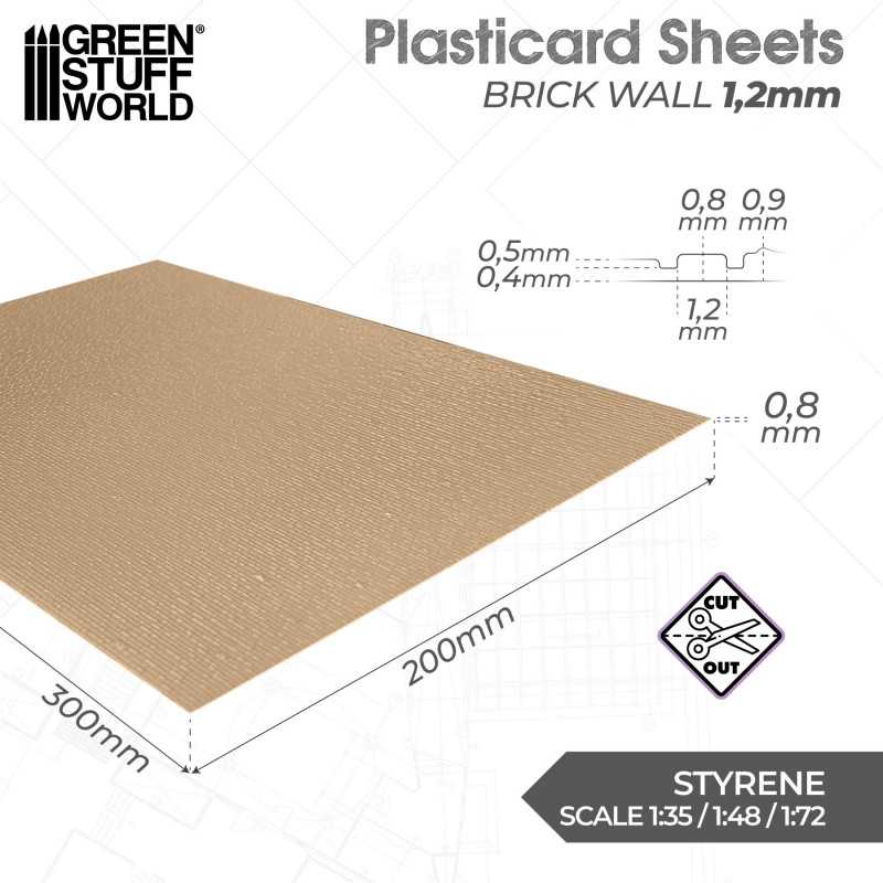 Green Stuff plasticard Sheet Brick Wall 1.2mm GSW5057 - Afbeelding 2