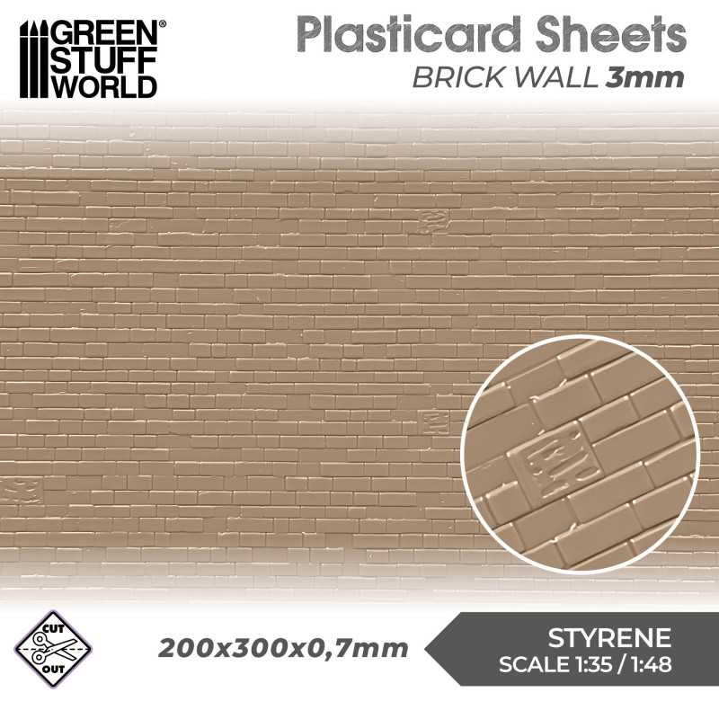 Green Stuff Plasticard Sheet Brick Wall 3mm GSW5060