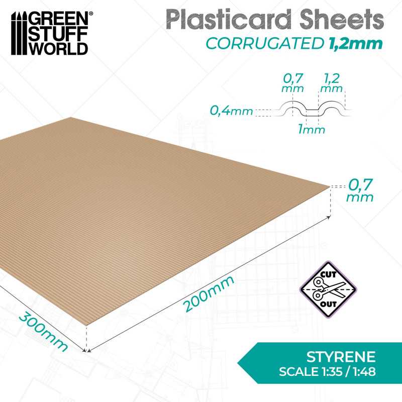 Green Stuff Plasticard Sheet Corrugated 1.2mm GSW5065 - Afbeelding 2