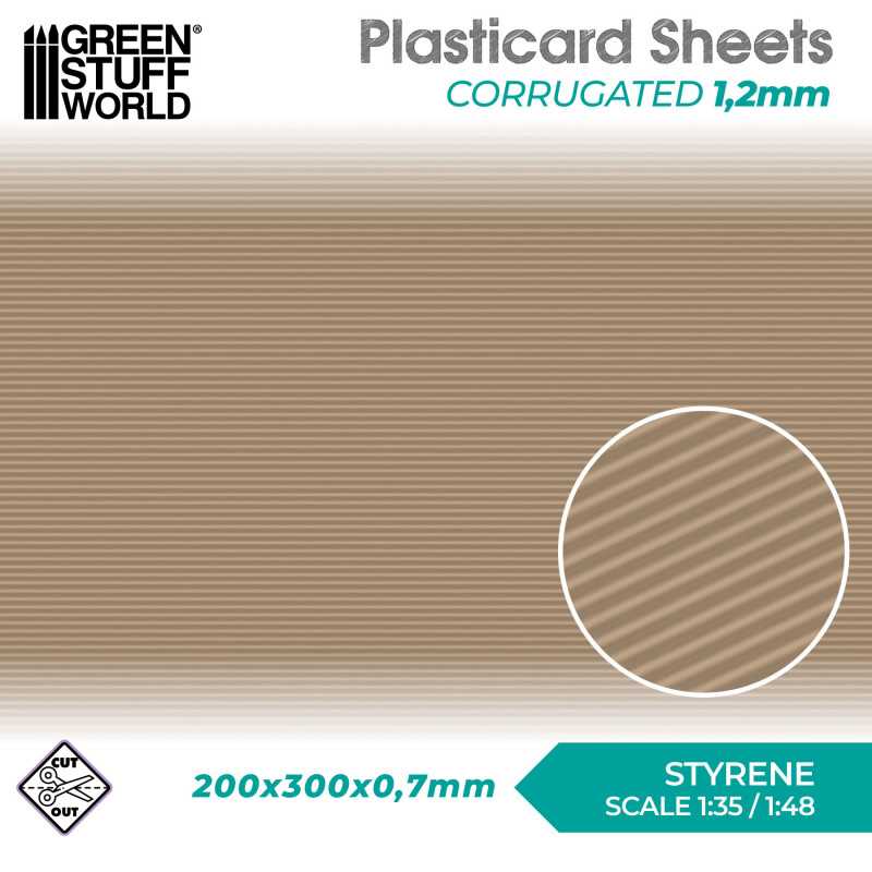Green Stuff Plasticard Sheet Corrugated 1.2mm GSW5065