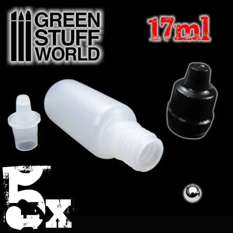 Green Stuff Empty Dropper Bottles 17ml whit Mixing Balls GSW9274 - Afbeelding 3
