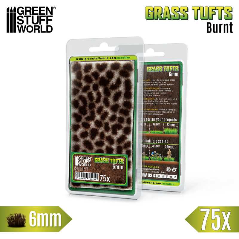 Green Stuff Static Grass Tufts 6mm BURNT BROWN 75 stuks GSW10675