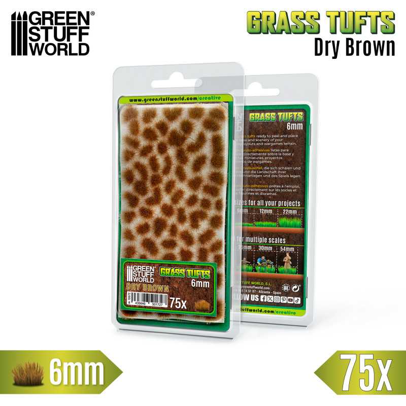 Green Stuff Static Grass Tufts 6mm DRY BROWN 75 stuks GSW10672