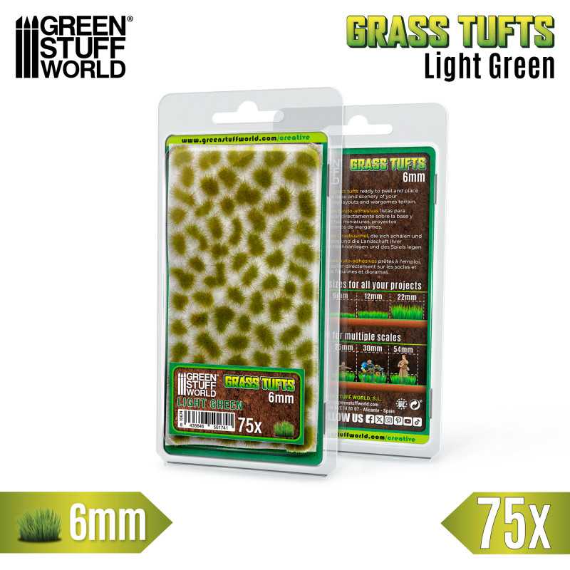 Green Stuff Static Grass Tufts 6mm LIGHT GREEN 75 stuks GSW10674