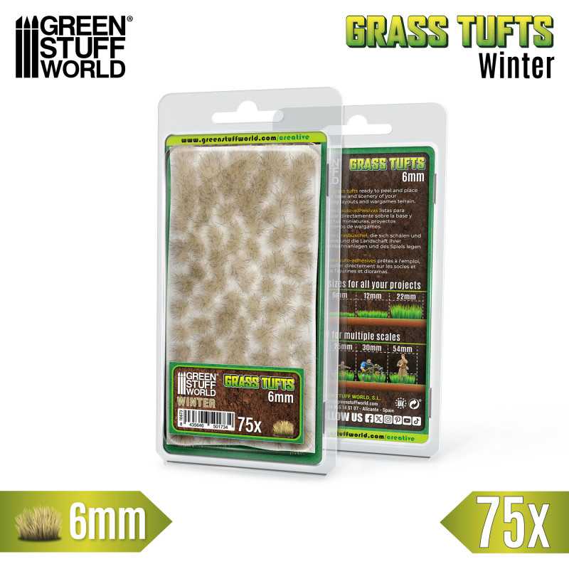 Green Stuff Static Grass Tufts 6mm WINTER WHITE 75 stuks GSW10673