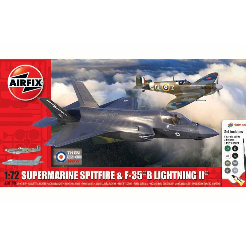 Airfix 1:72 Starter Set Supermarine Spitfire & F-35B Lightning II "Then and Now" AF50190