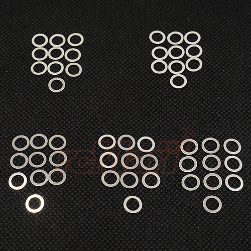 Yeah Racing 5x7mm Stainless Steel Spacer Set (0.1,015,0.2,0.25,0.3mm) YA-0551