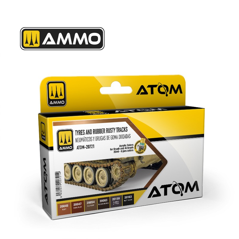 Ammo Mig ATOM Rubber Tires & Rusty Tracks Color Set 6x20ml MIG20721