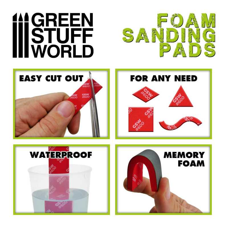 Green Stuff Foam Sanding Pads 2000 grit ( pack 10x ) GSW10774 - Afbeelding 3