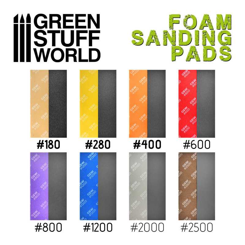 Green Stuff Foam Sanding Pads 280 grit ( pack 10x ) GSW10769 - Afbeelding 2