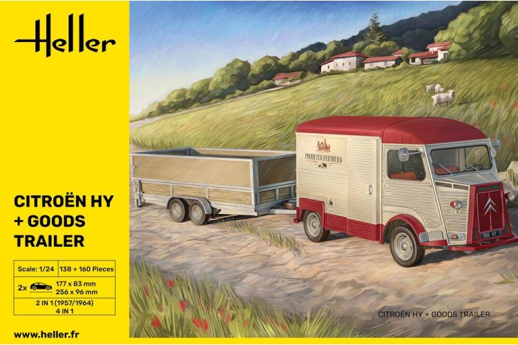 Heller 1:24 Citroen HY + Goods Trailer H50331
