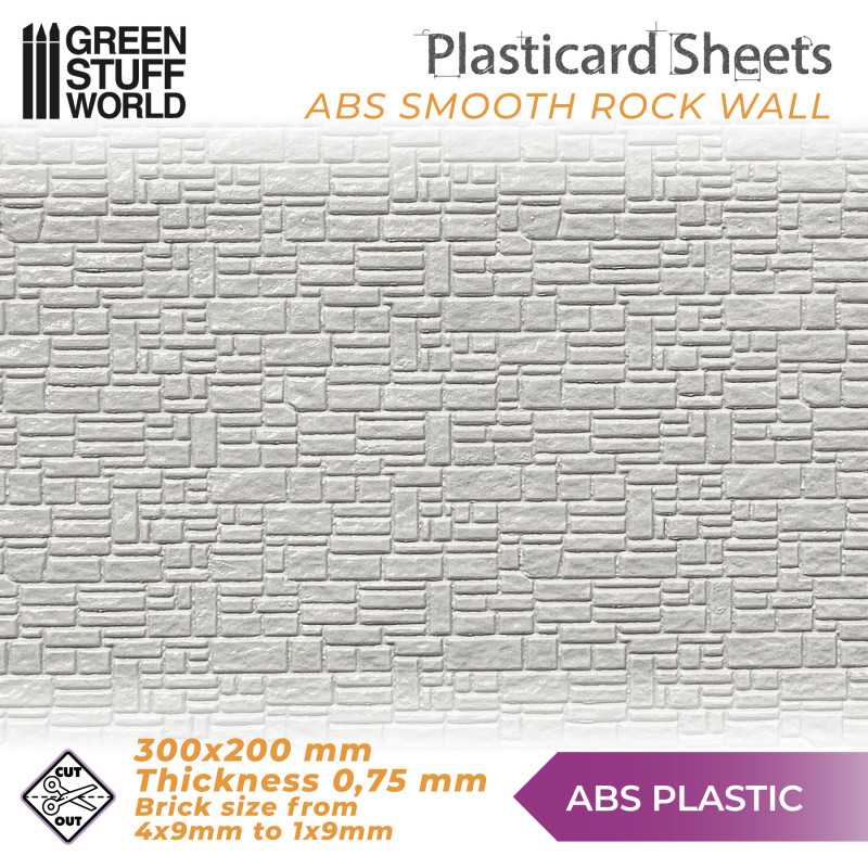 Green Stuff Plasticcard Sheet- ABS Smooth Rock Wall A4 GSW1108
