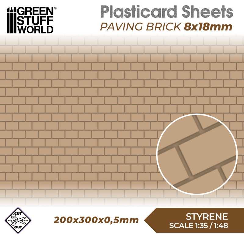 Green Stuff Styrene Plasticcard Sheet -Paving Brick Textures 8x18mm GSW5056