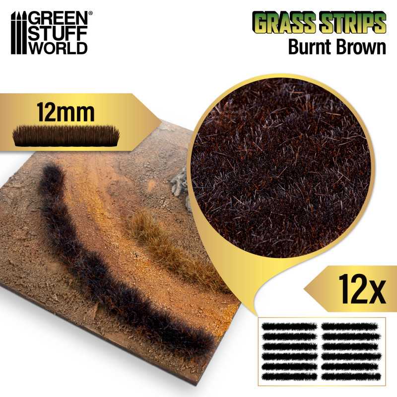 Green Stuff Grass Strips 12mm - Burnt Brown ( 12x ) GSW13453 - Afbeelding 2