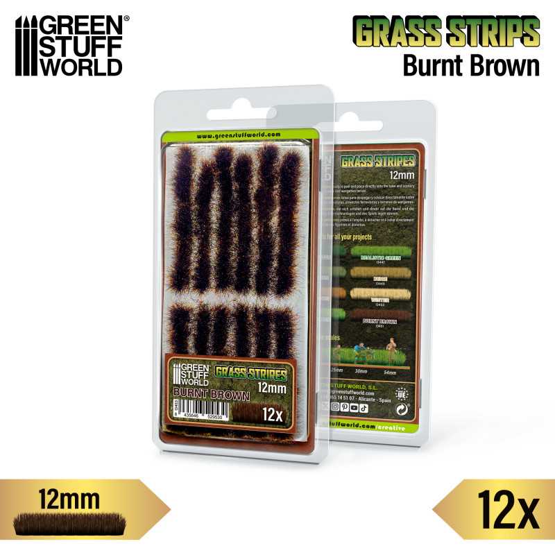 Green Stuff Grass Strips 12mm - Burnt Brown ( 12x ) GSW13453