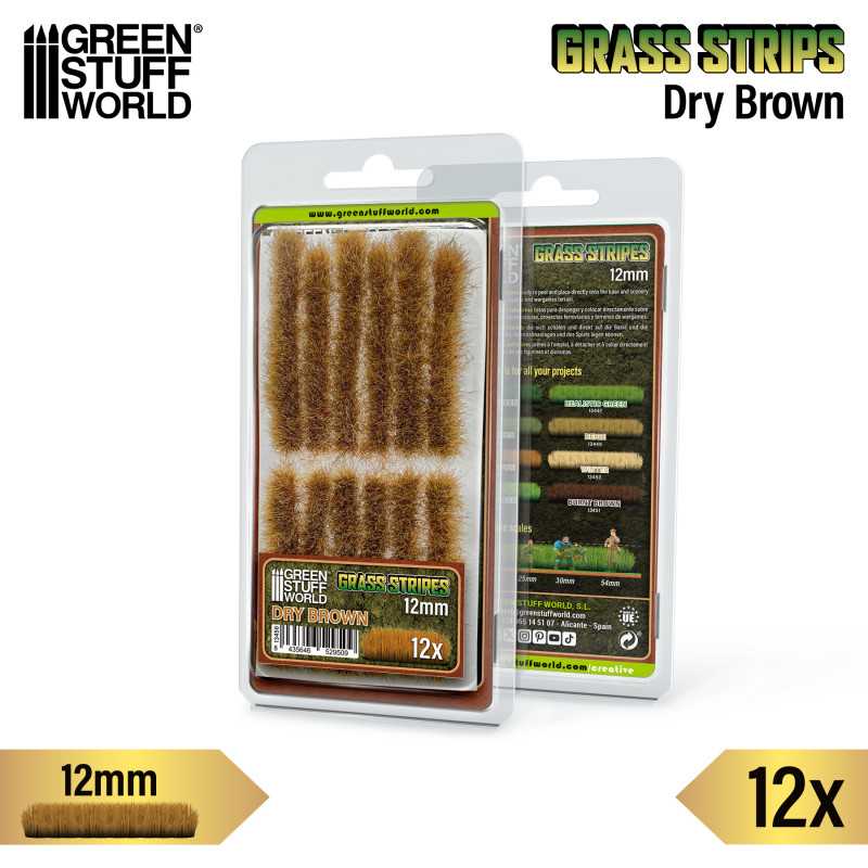 Green Stuff Grass Strips 12mm - Dry Brown ( 12x ) GSW13450