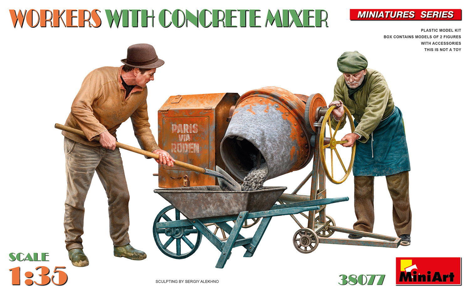 MiniArt 1:35 Workers whit Concrete Mixer MA38077