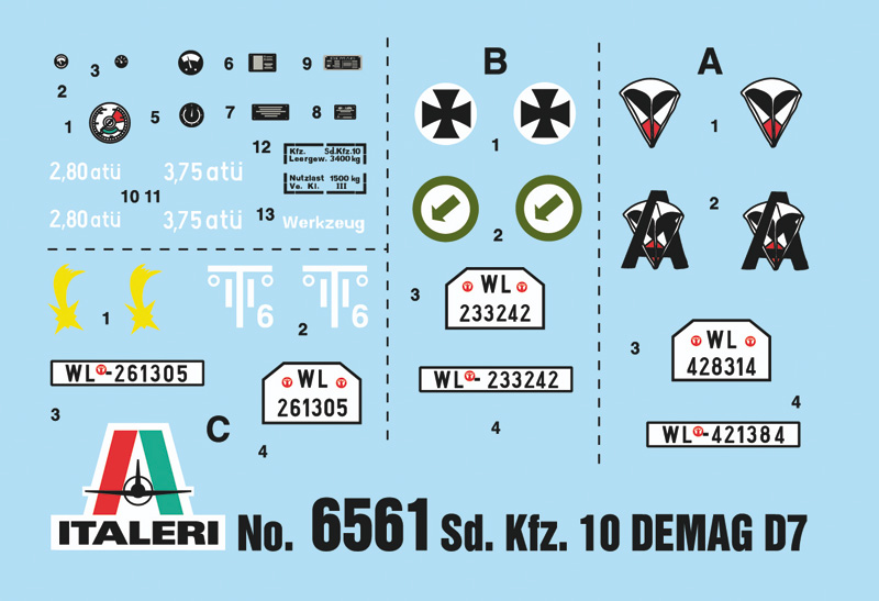 Italeri 1:35 Sd.Kfz. 10 DEMAG D7 w/ German Paratroops IT6561 - Afbeelding 7