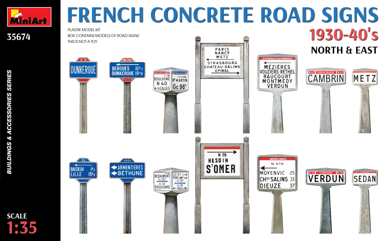MiniArt 1:35 French Concrete Road Signs 1930-40s. North and East MA35674