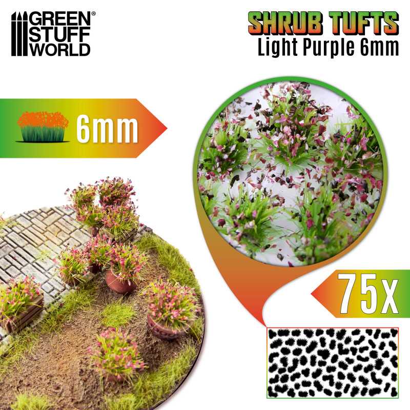Green Stuff Shrub TUFTS - 6mm Self-adhesive light purple 75x GSW13012