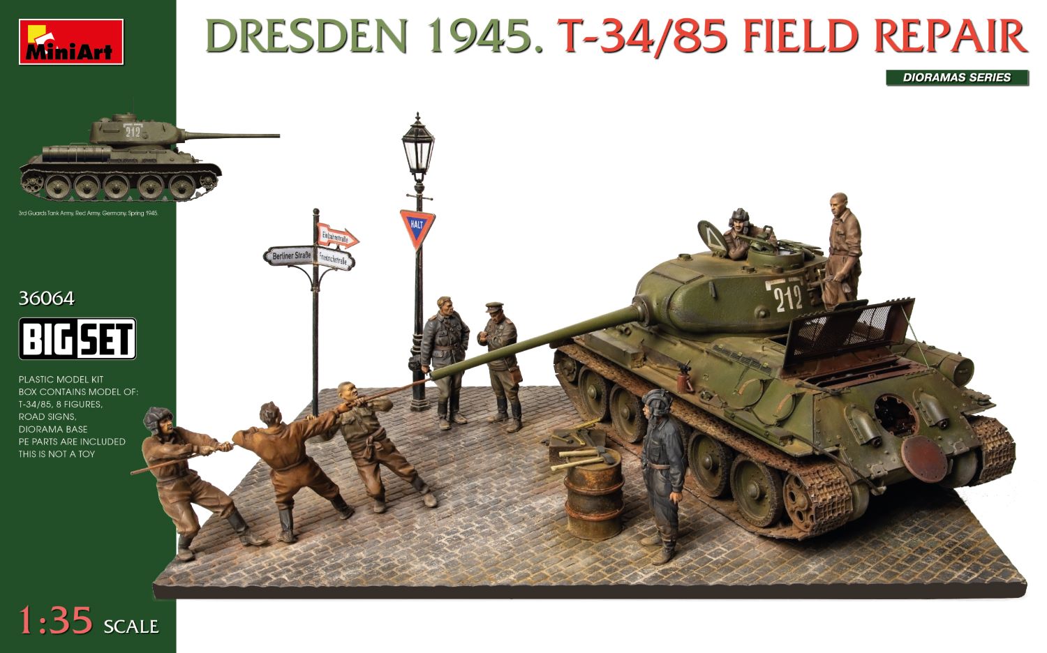 Miniart 1:35 DRESDEN 1945. T-34/85 FIELD REPAIR. BIG SET MA36064