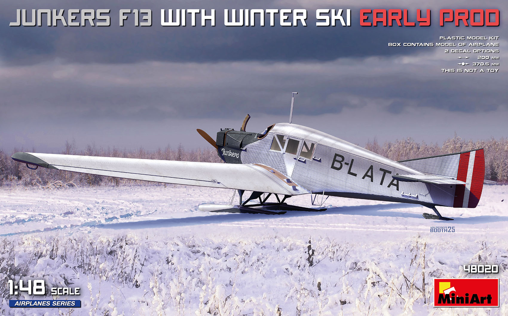 Miniart 1:48 JUNKERS F13 WITH WINTER SKI. EARLY PROD MA48020