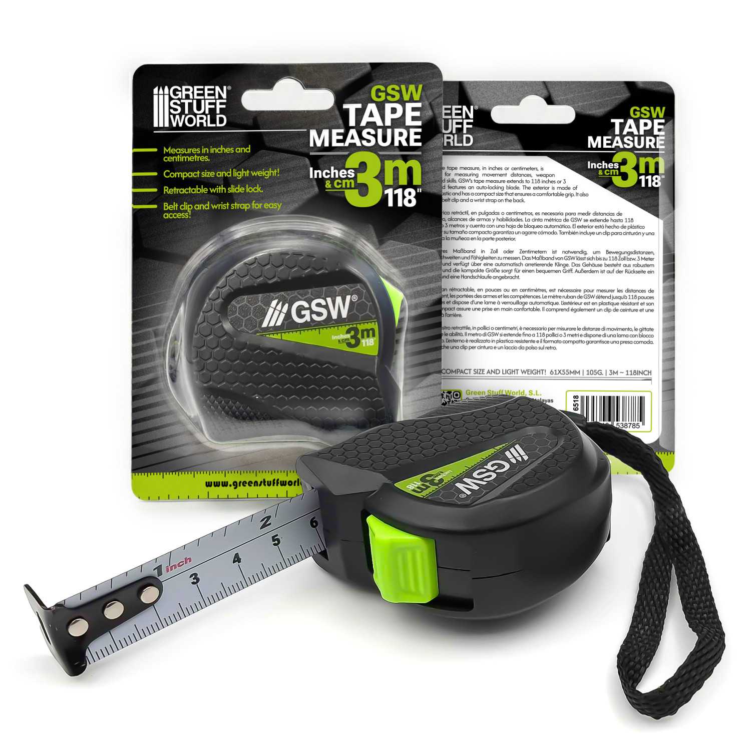 Green Stuff Tape Measure – Centimeters and Inches GSW6518